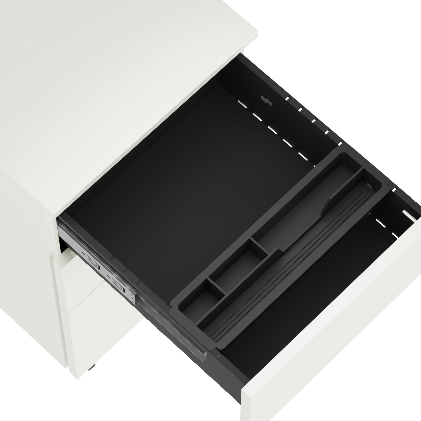Steel 3 Drawer Pedestal Mobile Filing Cabinets Inner Handle With Lock - White