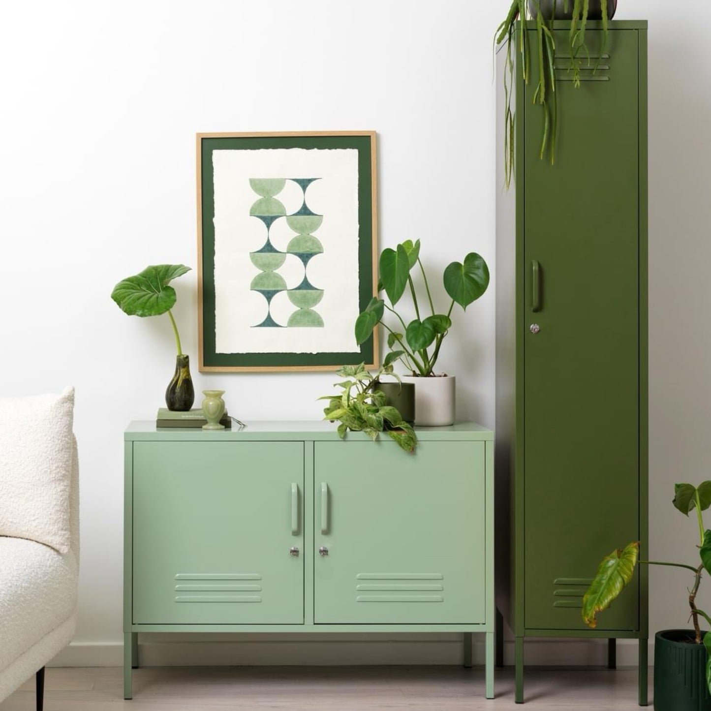 Steel Single Door Wardrobe Skinny Locker Storage Cabinet Cupboard - Olive Green