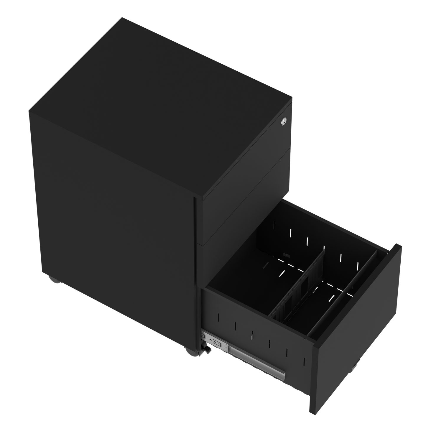 Steel 3 Drawer Pedestal Mobile Filing Cabinets Side Handle With Lock - Black