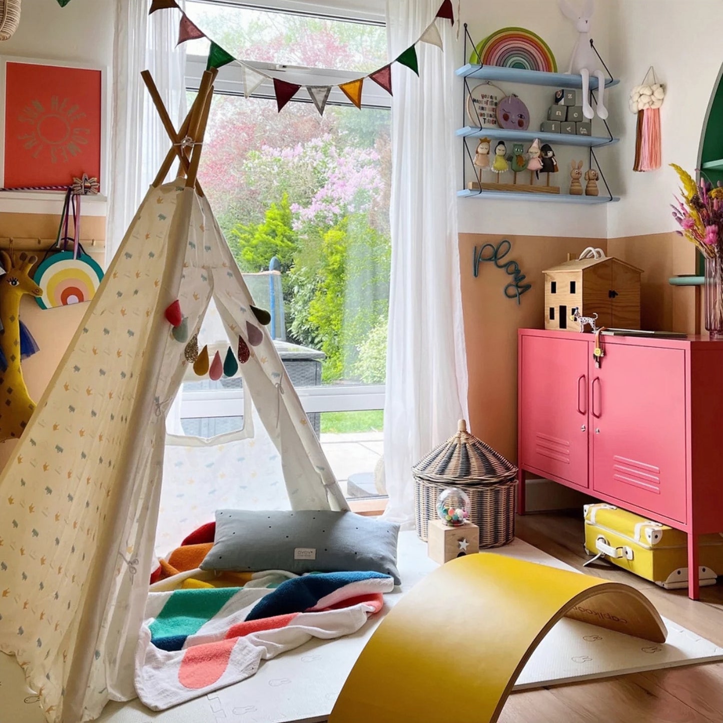 Steel Swing Door TV Stand Locker Lowdown Storage Cabinet Cupboard - Raspberry Pink