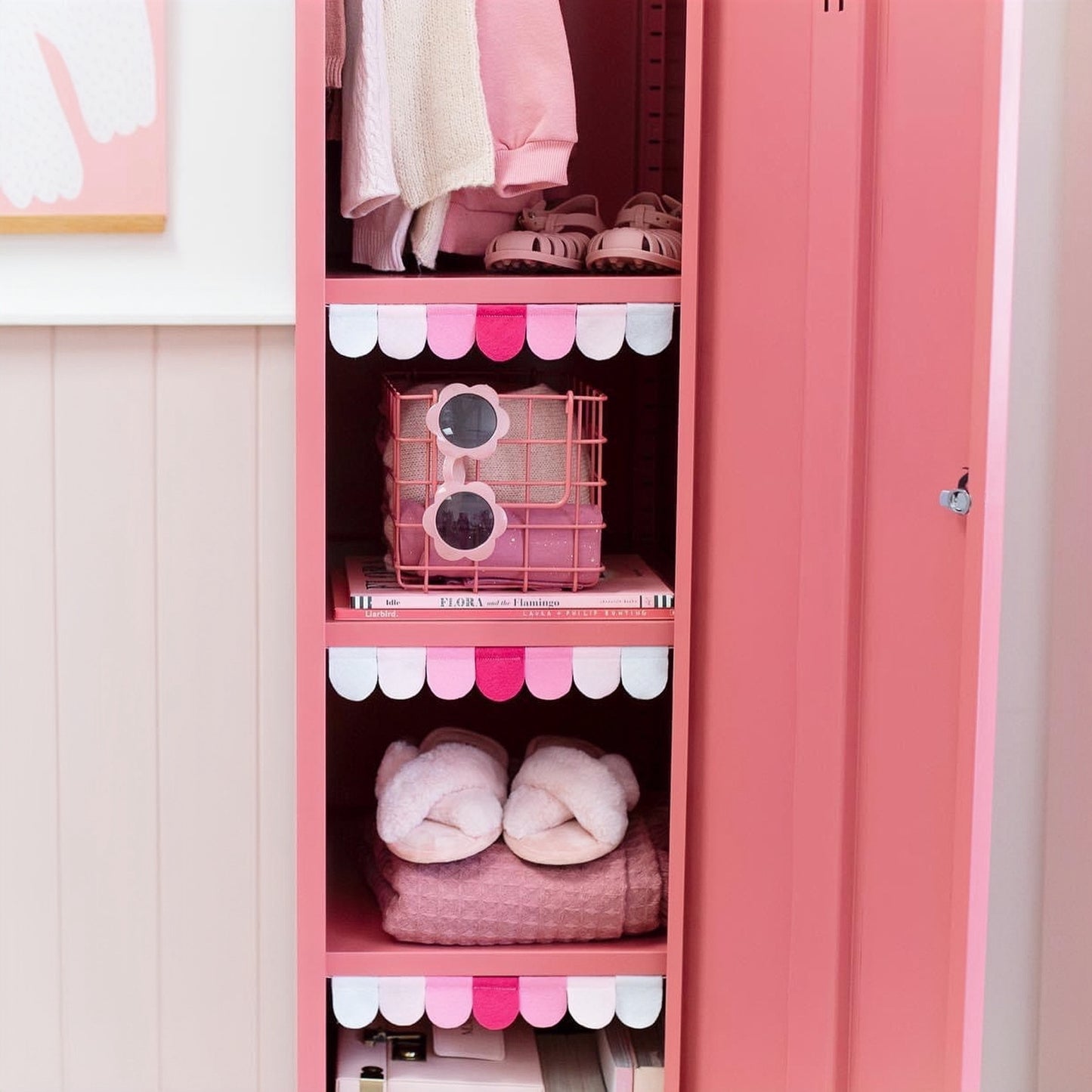 Steel Single Door Wardrobe Skinny Locker Storage Cabinet Cupboard - Raspberry Pink