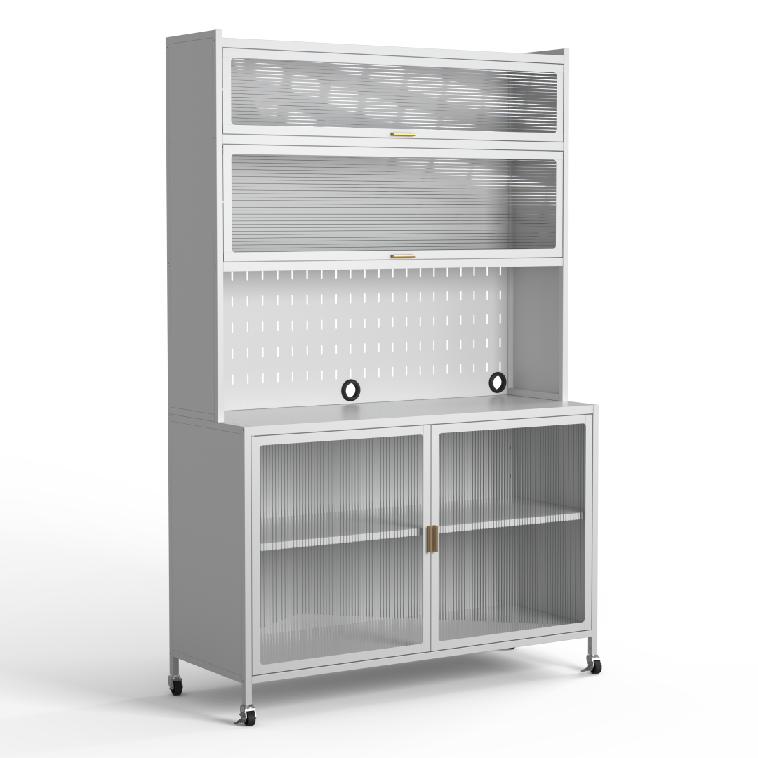 Steel 6-Tier Cupboard Bakers Rack Cart Kitchen Storage Cabinet 100cm Width - White