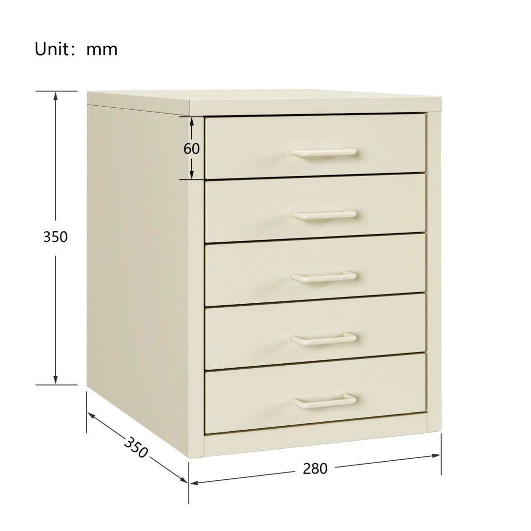 Steel Desk Organizer 5 Drawer Desktop Storage Cabinet - Beige