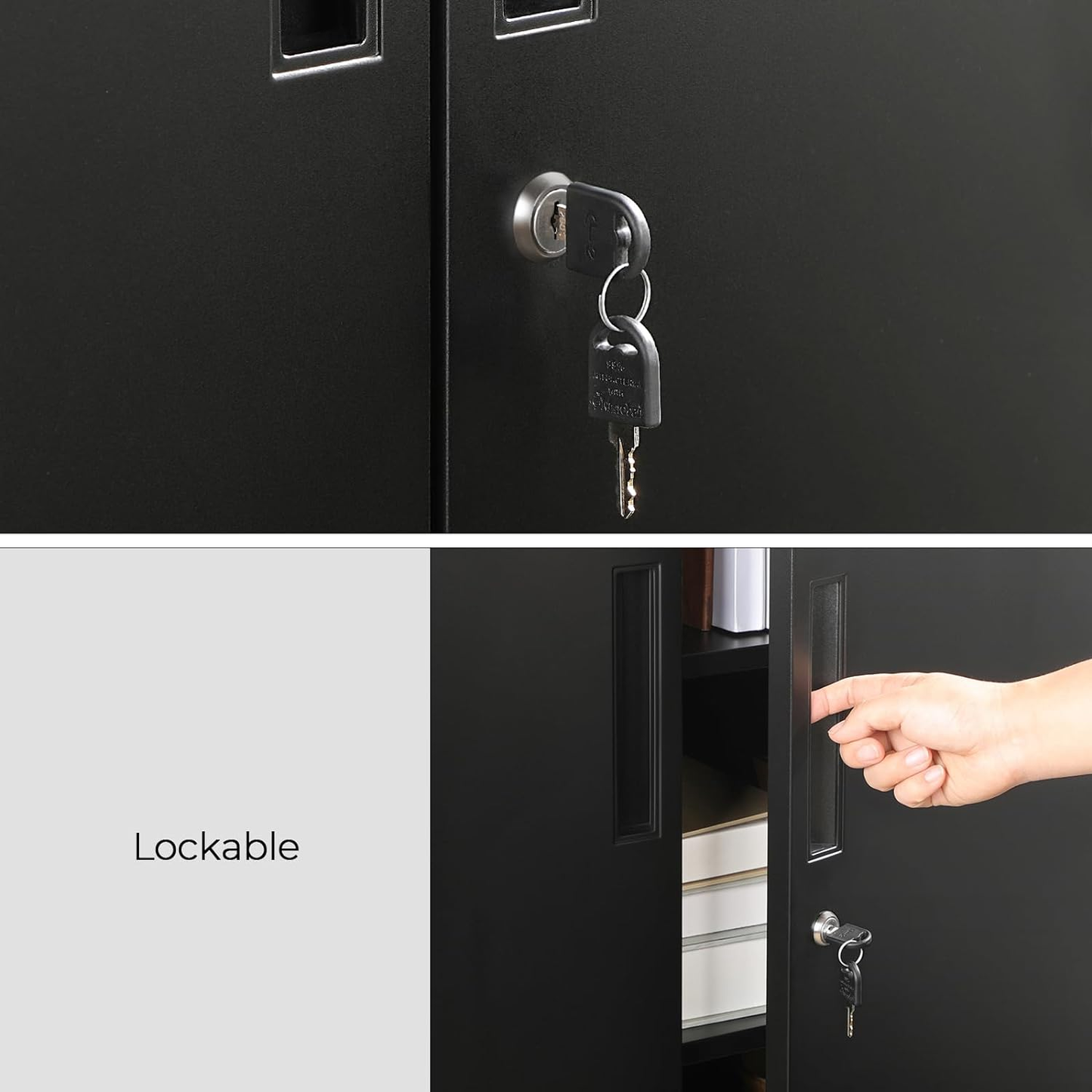 Steel Swing Door Small Size Filing Cabinet Storage Cupboard Locker - Black