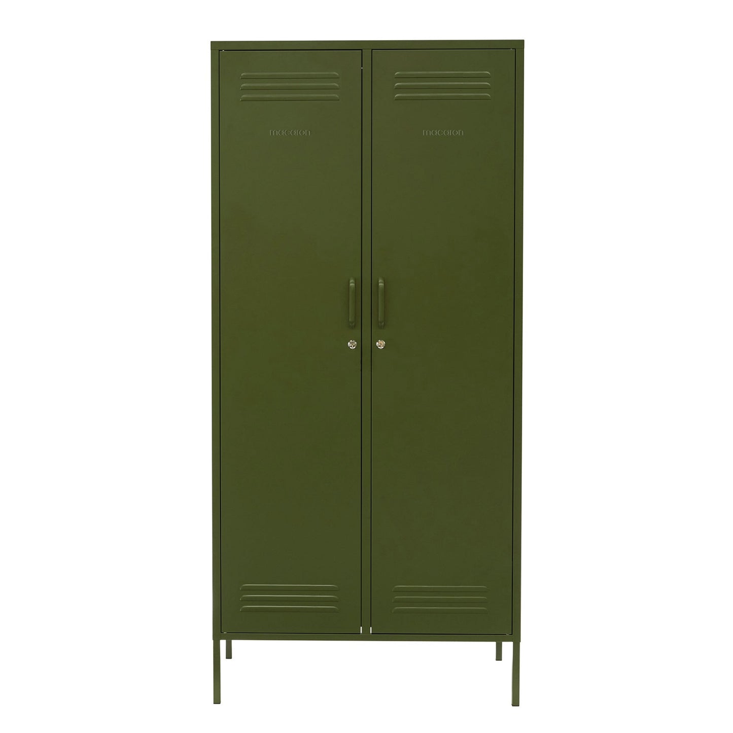 Steel Swing Door Wardrobe Twinny Locker Storage Cabinet Cupboard - Olive Green