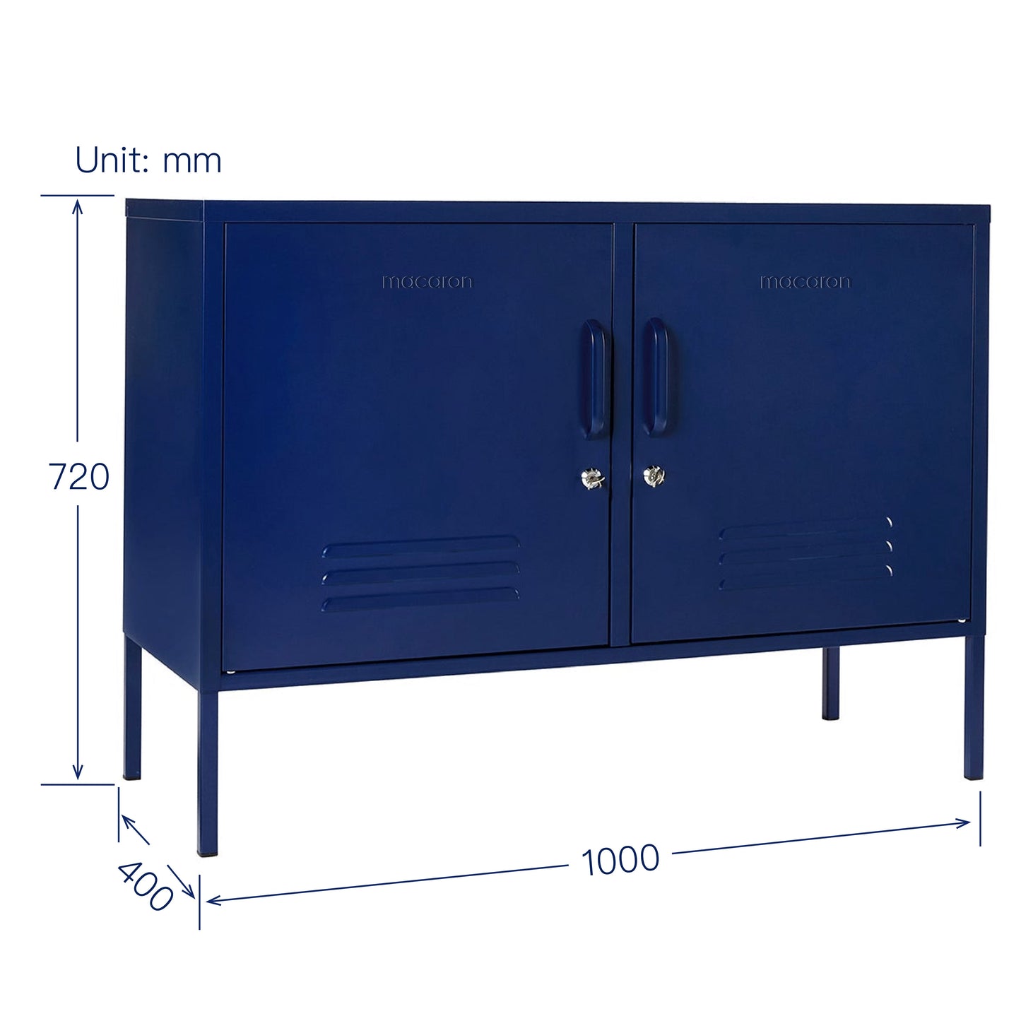 Steel Swing Door TV Stand Locker Lowdown Storage Cabinet Cupboard - Navy Blue