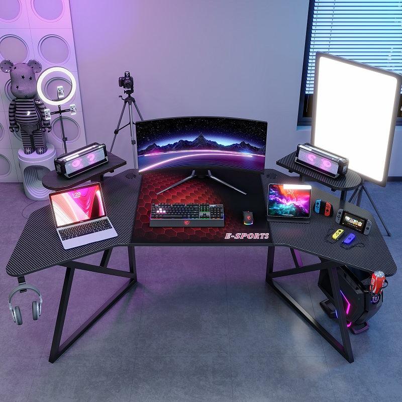 ERGONOMIC Gaming/Office Desk,180cm Wing-Shaped Home Cuputer Table - Black