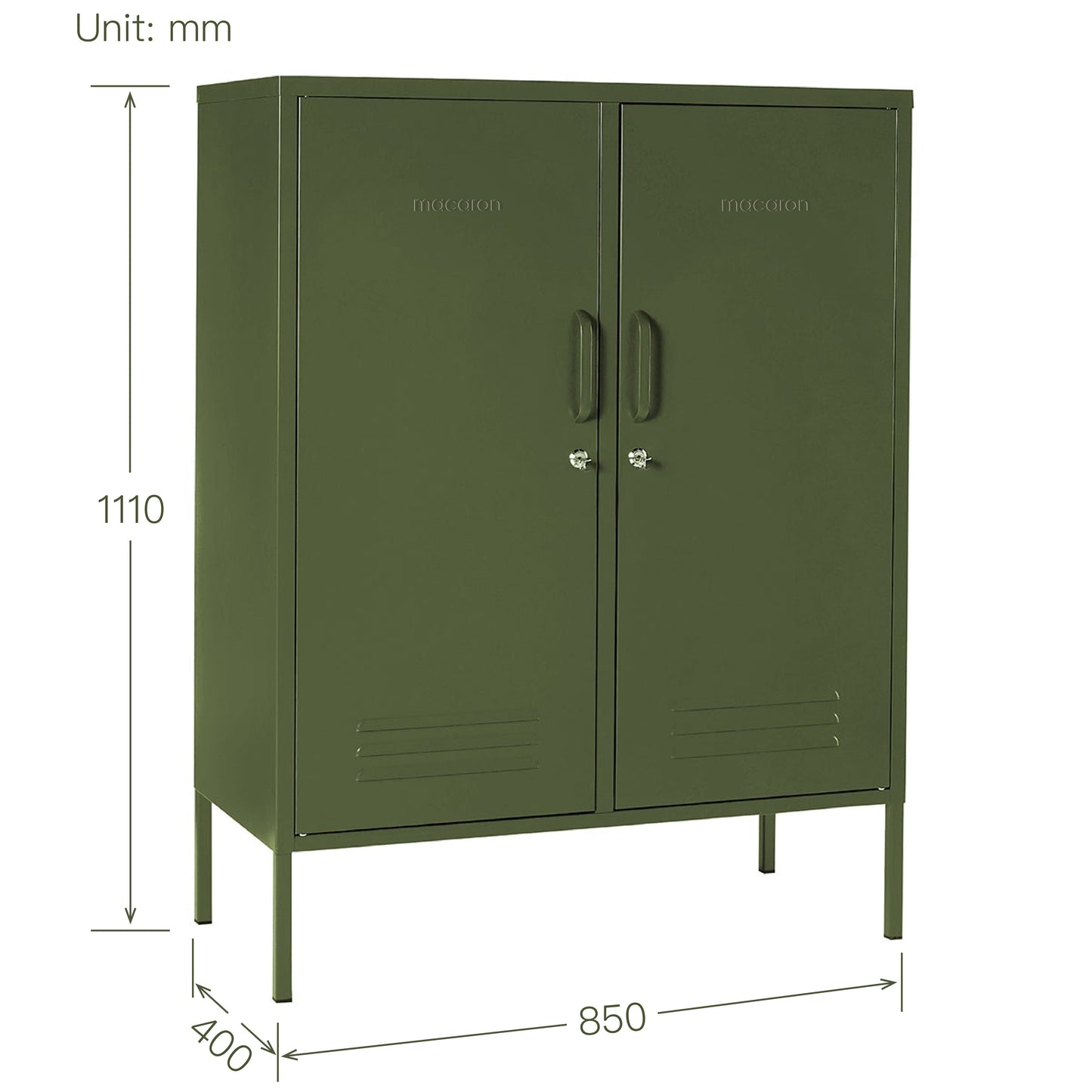 Steel Swing Door Sideboard Midi Locker Storage Cabinet Cupboard - Olive Green
