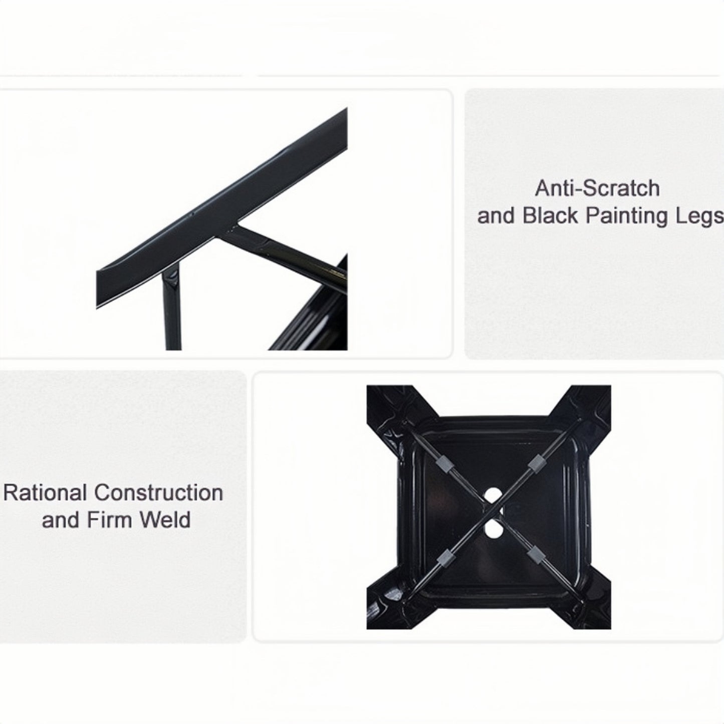 Steel Kitchen Barstool Metal Bar Chair Set - Matte Black (4 Piece/Set)