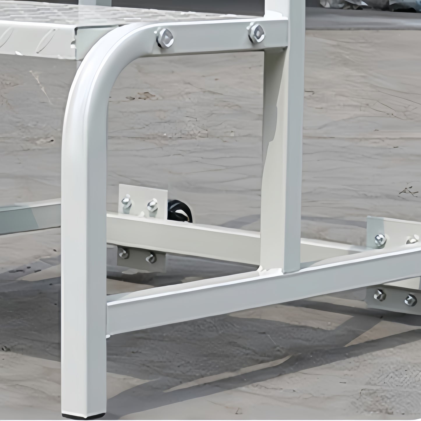 Steel 3 Step Mobile Safety Ladder With Wheels - Light Grey