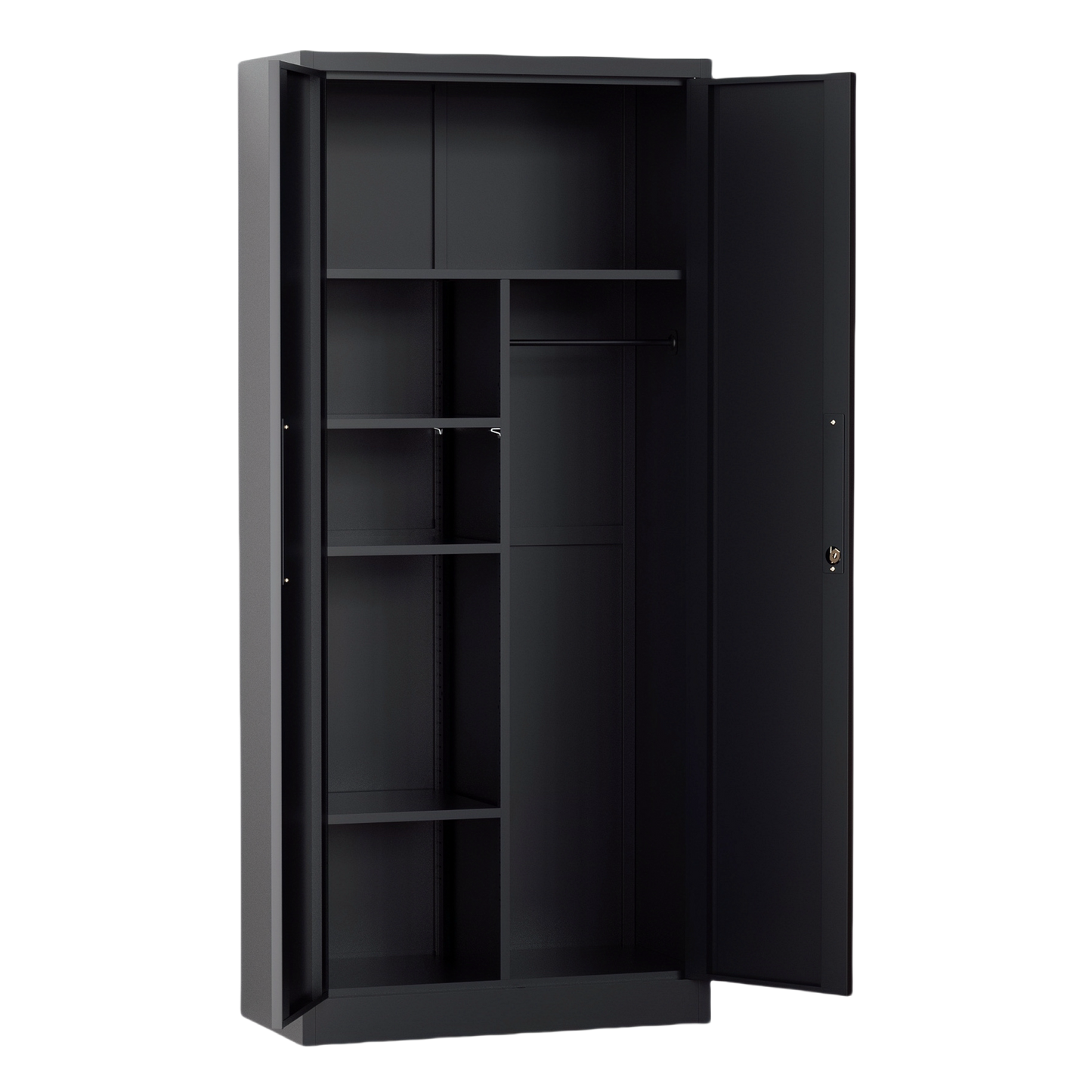 Steel Swing Door Inner Handle Wardrobe Cupboard Locker - Black