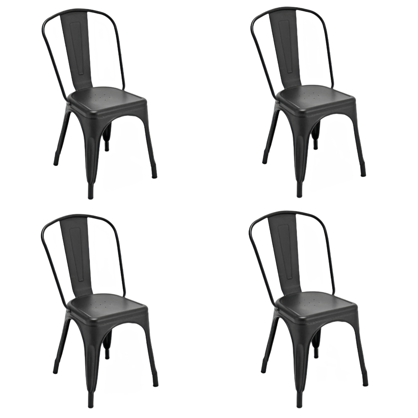 Steel Kitchen Dining Chair Patio Chair Set - Matte Black (4 Piece/Set)