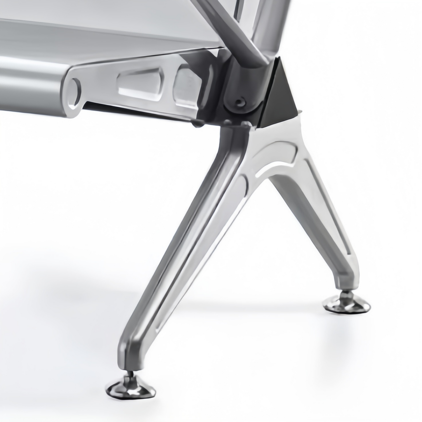 Steel Chrome Heavy Duty 3 Seater Waiting Area Reception Chairs - Shiny Silver