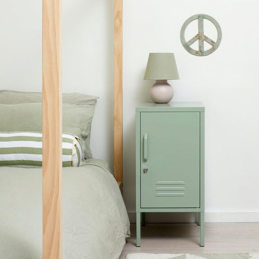 Steel Single Door Bedside Pedestal Locker Shorty Storage Cabinet - Matcha Green