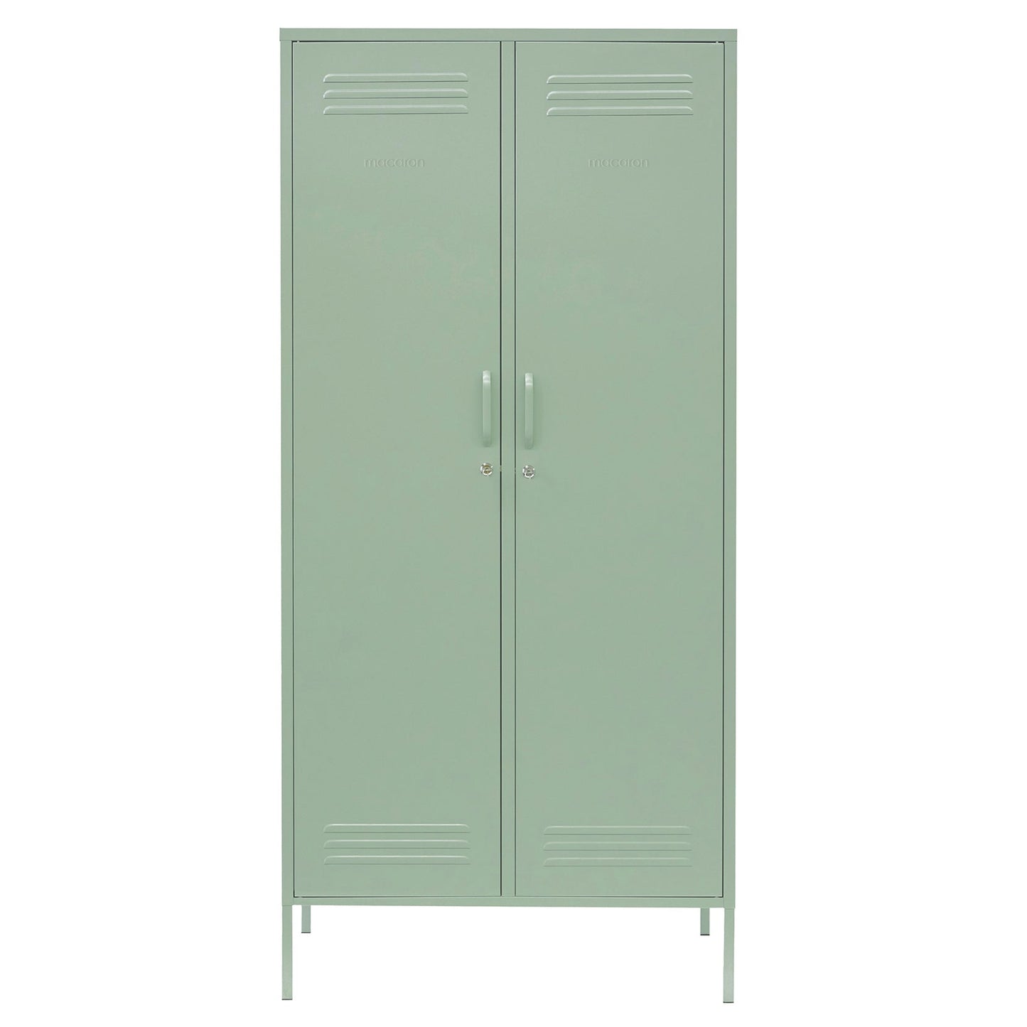 Steel Swing Door Wardrobe Twinny Locker Storage Cabinet Cupboard - Matcha Green
