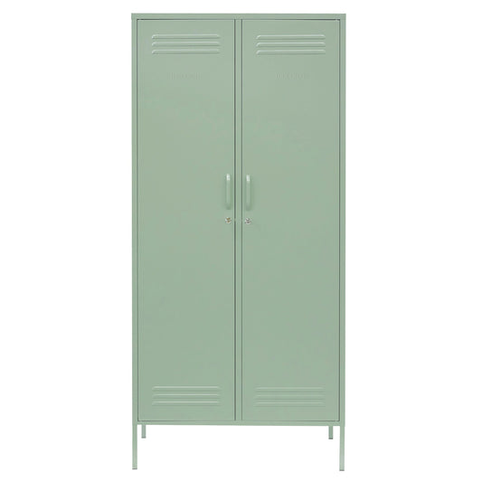 Steel Swing Door Wardrobe Twinny Locker Storage Cabinet Cupboard - Matcha Green