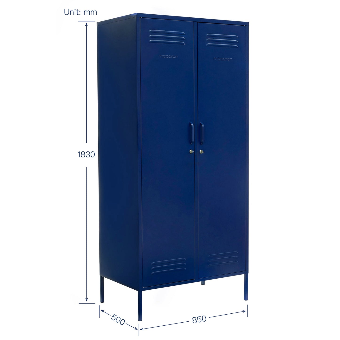 Steel Swing Door Wardrobe Twinny Locker Storage Cabinet Cupboard - Navy Blue