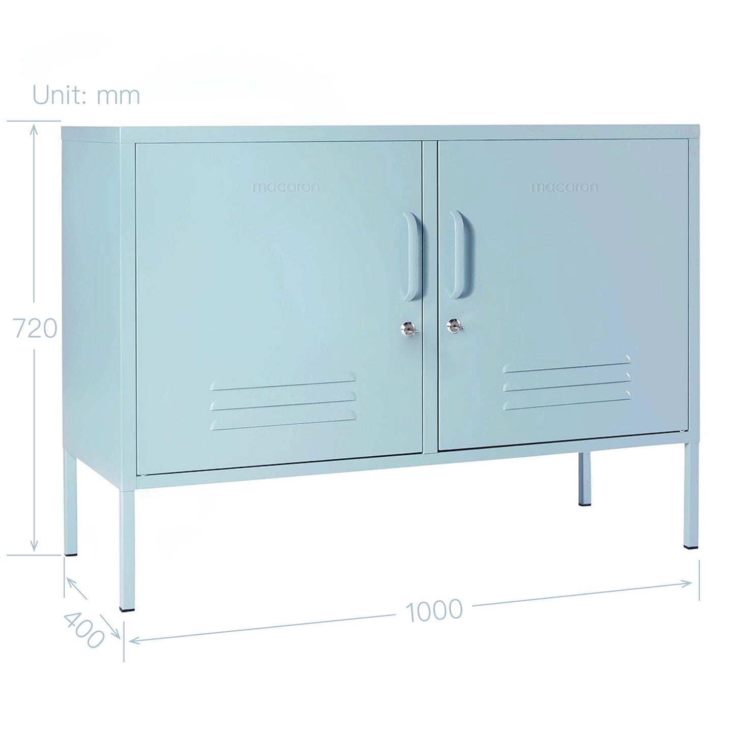 Steel Swing Door TV Stand Locker Lowdown Storage Cabinet Cupboard - Ocean Blue