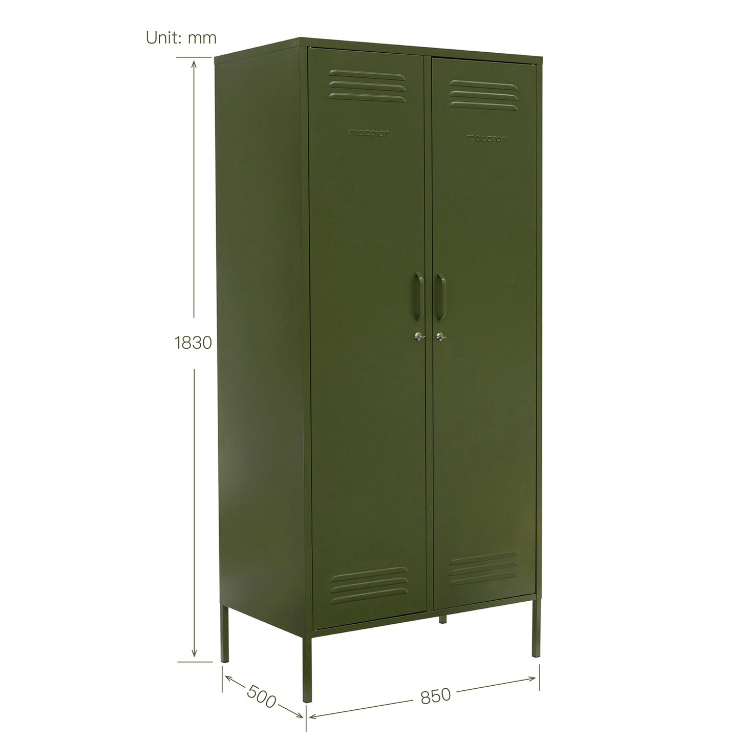 Steel Swing Door Wardrobe Twinny Locker Storage Cabinet Cupboard - Olive Green