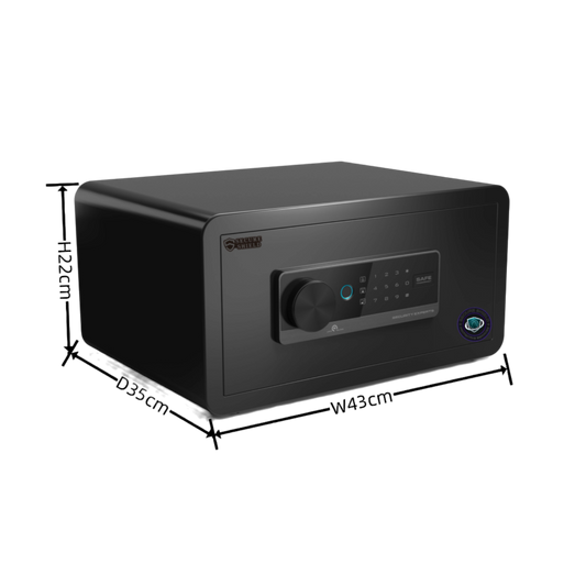 22cm High Safe Box Fingerprint Safety Box Horizontal LCD Touch Screen - Matte Black