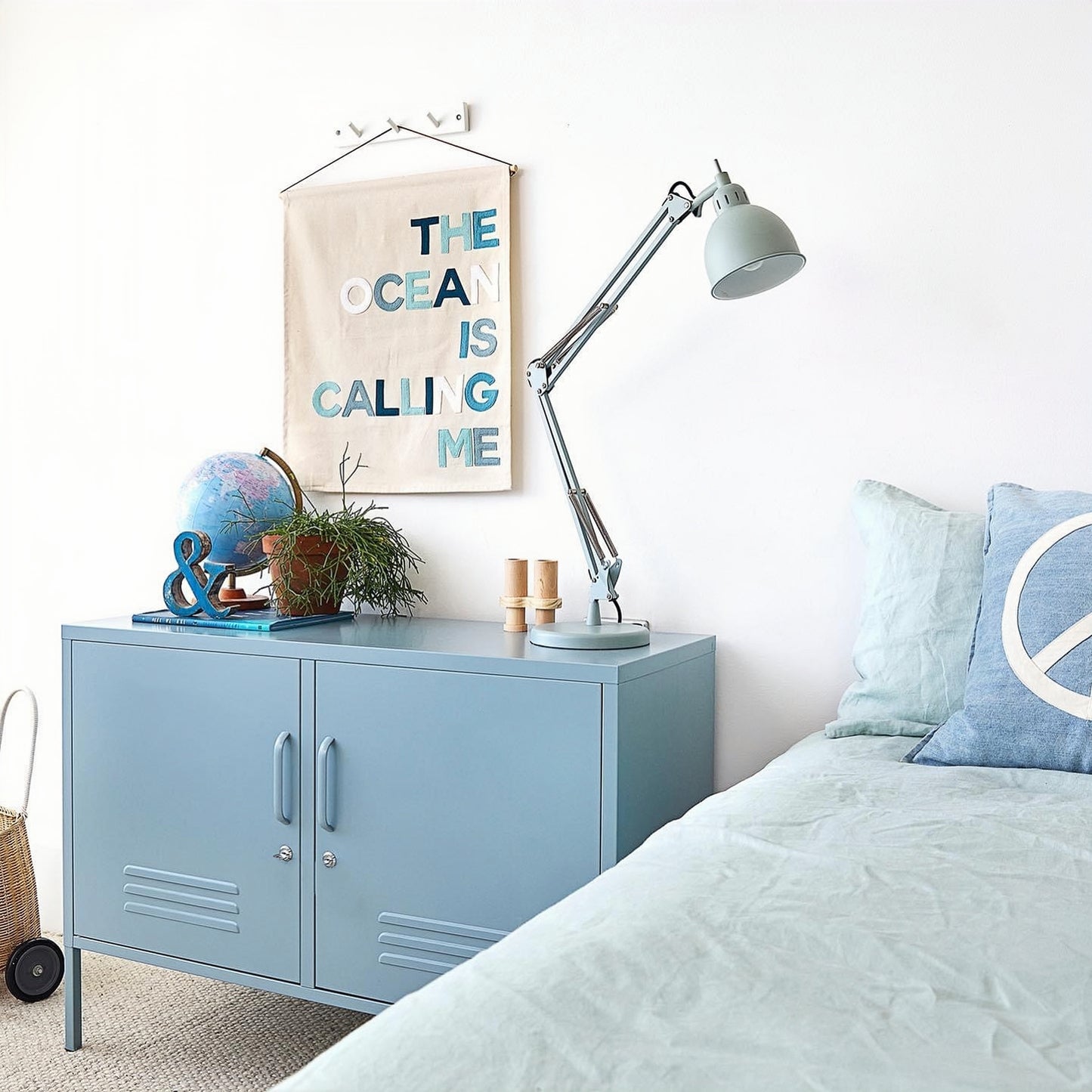 Steel Swing Door TV Stand Locker Lowdown Storage Cabinet Cupboard - Ocean Blue