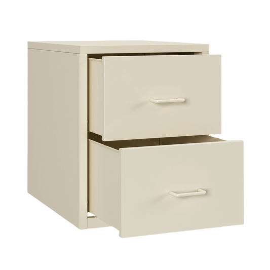 Steel Desk Organizer 2 Drawer Desktop Storage Cabinet - Beige