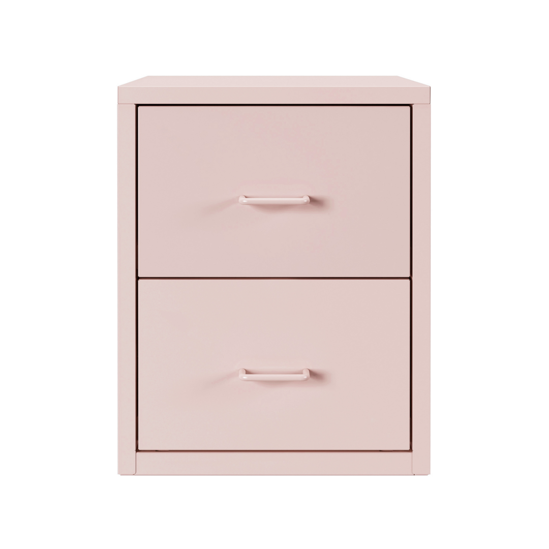 Steel Desk Organizer 2 Drawer Desktop Storage Cabinet - Pink