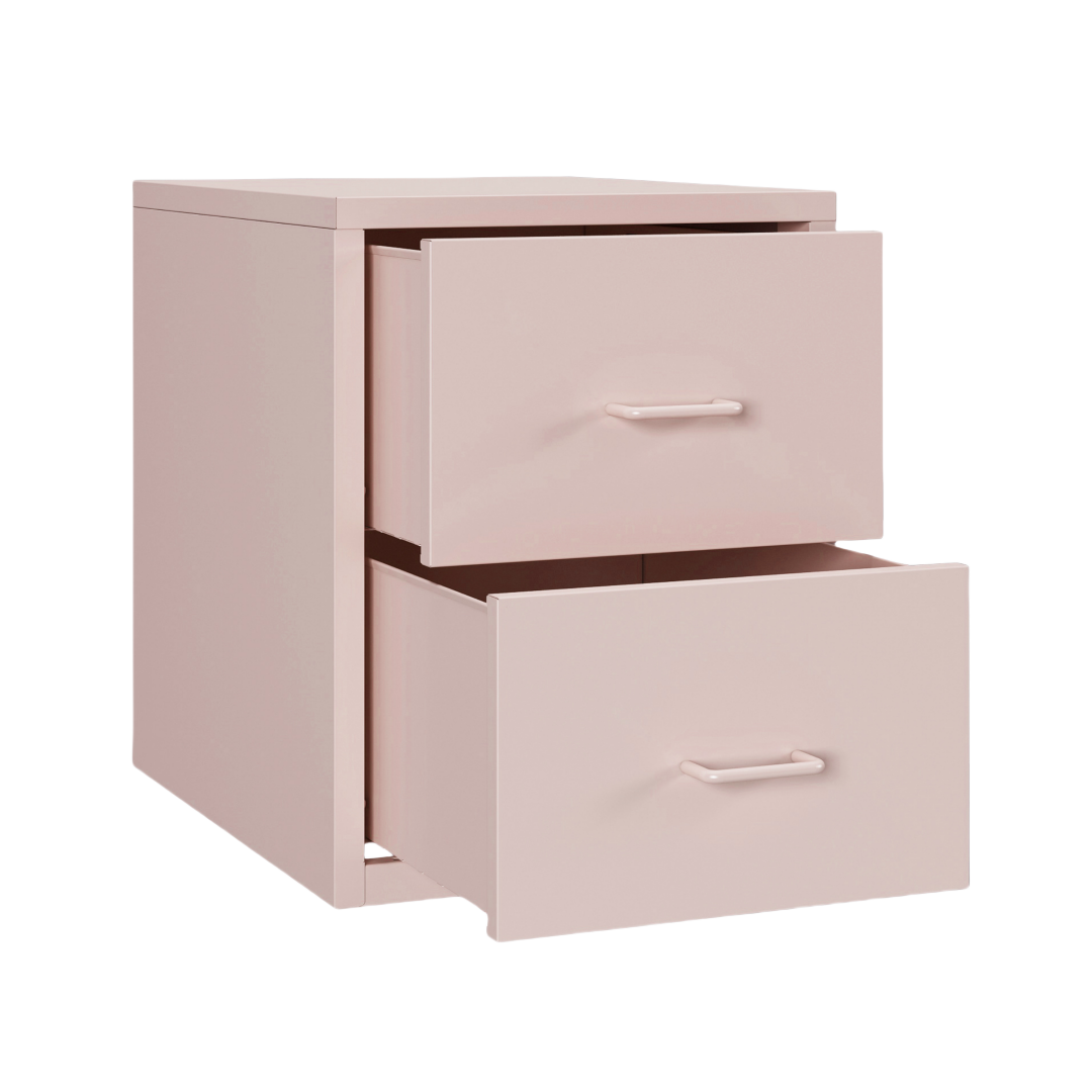 Steel Desk Organizer 2 Drawer Desktop Storage Cabinet - Pink