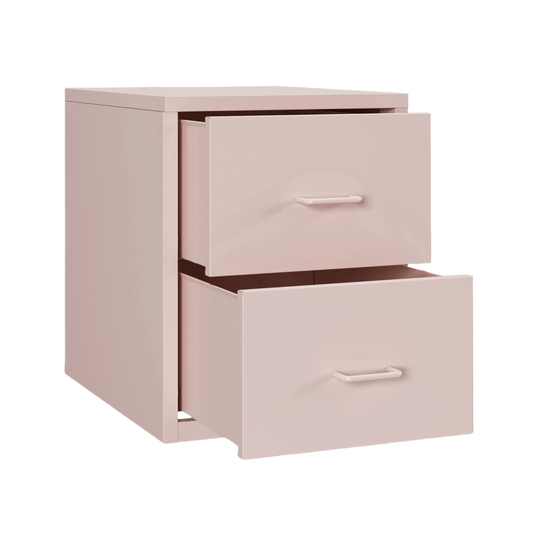 Steel Desk Organizer 2 Drawer Desktop Storage Cabinet - Pink
