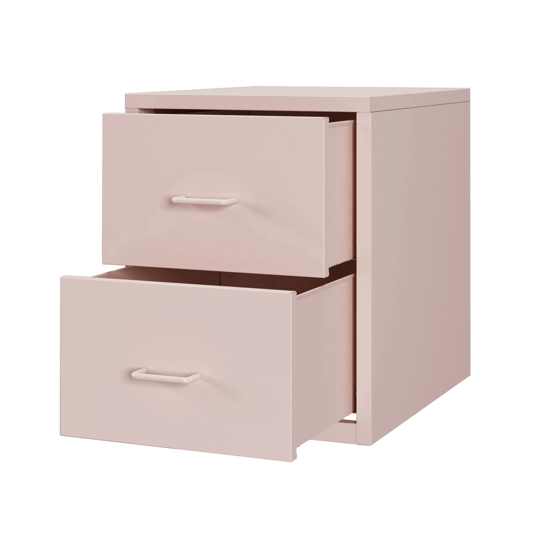 Steel Desk Organizer 2 Drawer Desktop Storage Cabinet - Pink