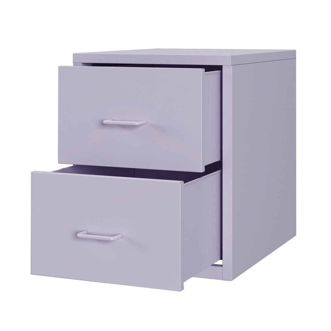 Steel Desk Organizer 2 Drawer Desktop Storage Cabinet - Purple