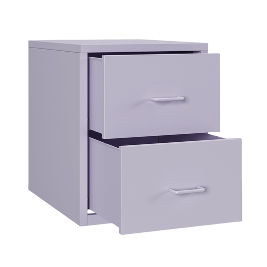 Steel Desk Organizer 2 Drawer Desktop Storage Cabinet - Purple