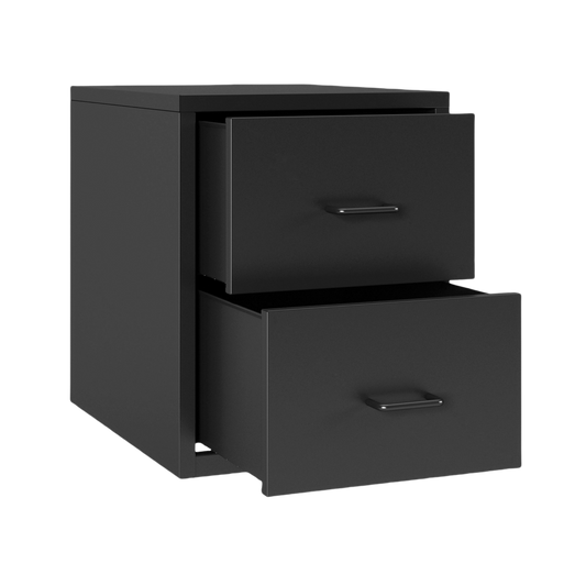 Steel Desk Organizer 2 Drawer Desktop Storage Cabinet - Black