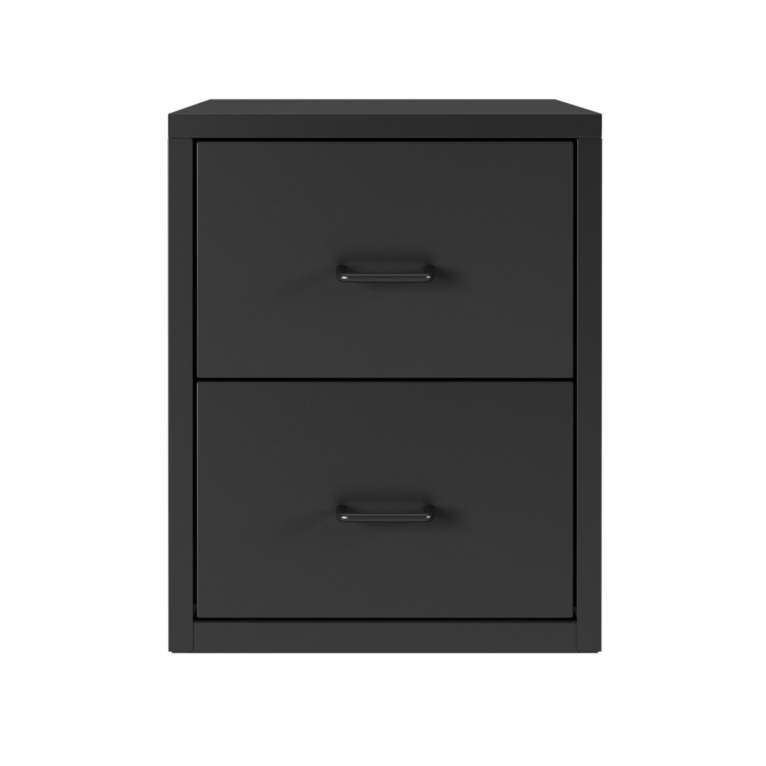 Steel Desk Organizer 2 Drawer Desktop Storage Cabinet - Black