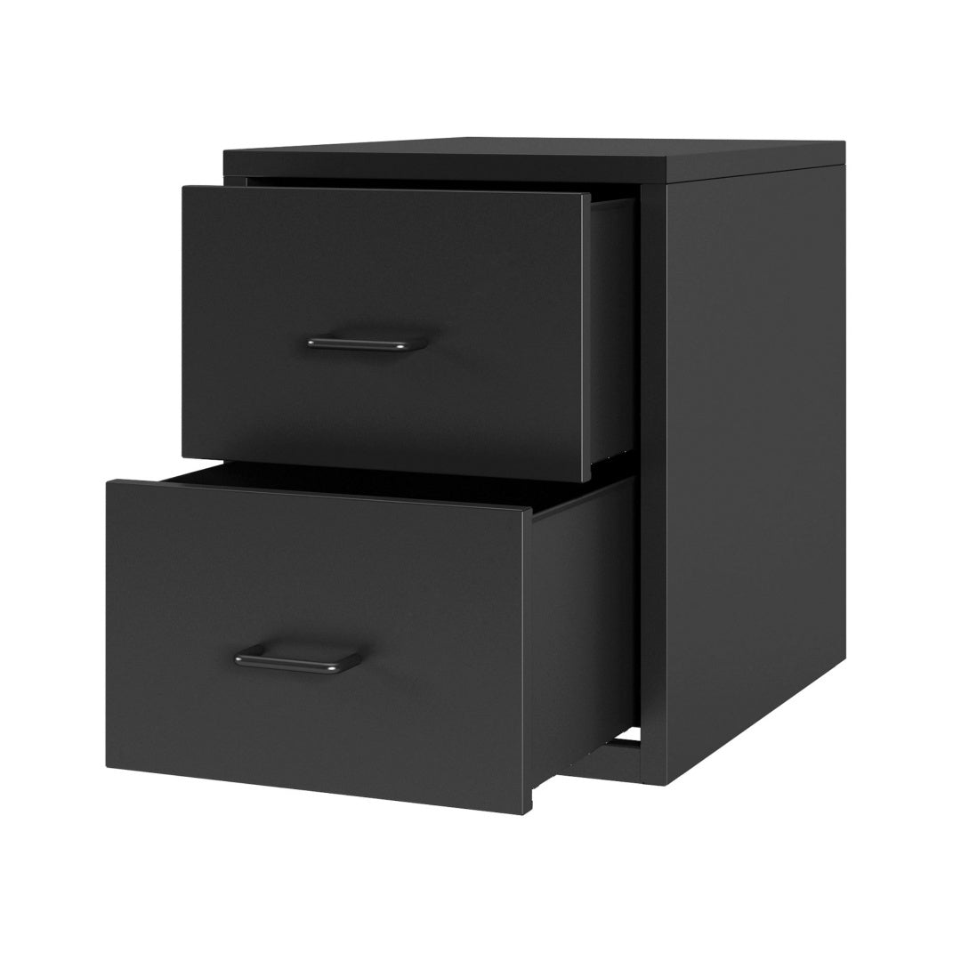 Steel Desk Organizer 2 Drawer Desktop Storage Cabinet - Black