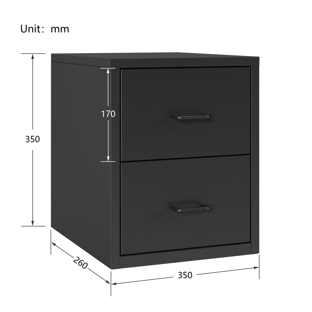 Steel Desk Organizer 2 Drawer Desktop Storage Cabinet - Black