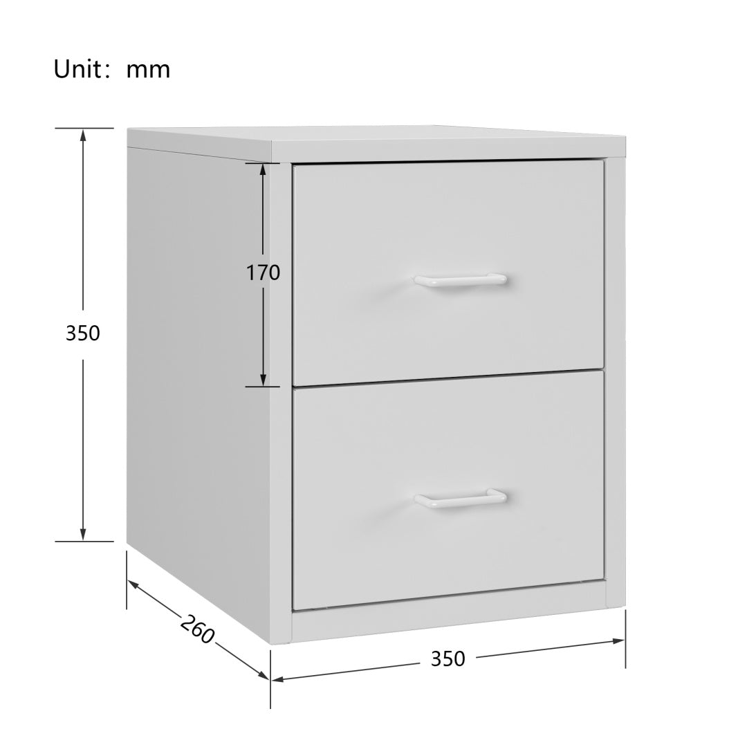 Steel Desk Organizer 2 Drawer Desktop Storage Cabinet - White