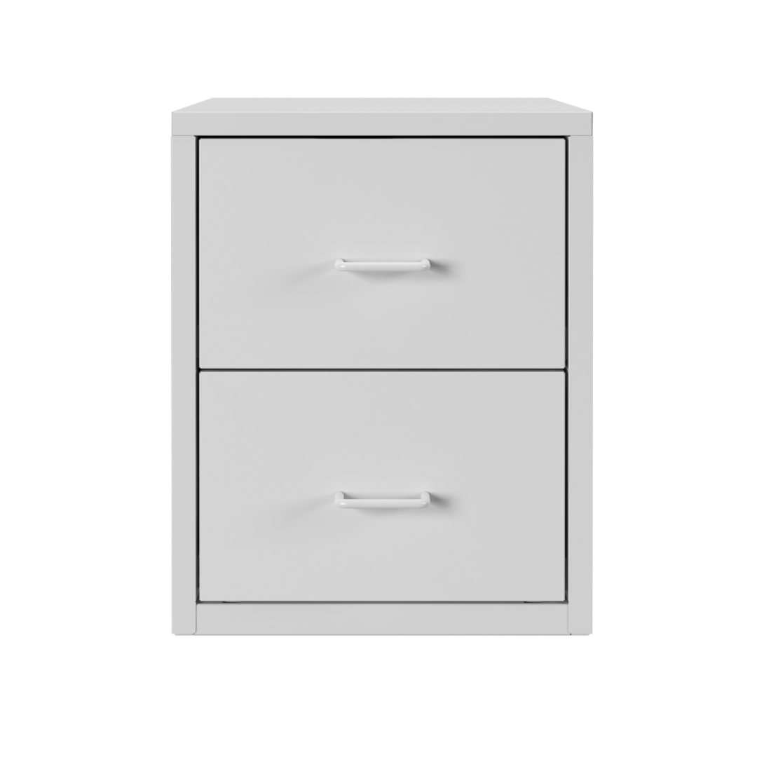 Steel Desk Organizer 2 Drawer Desktop Storage Cabinet - White