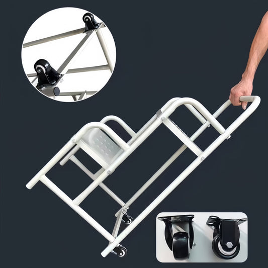 Steel 2 Step Mobile Safety Ladder With Wheels - Light Grey