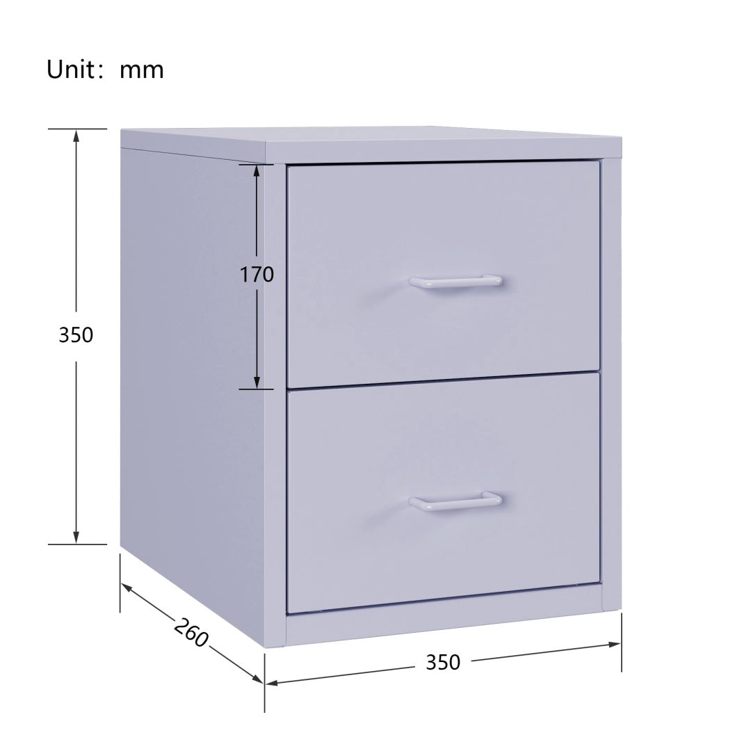 Steel Desk Organizer 2 Drawer Desktop Storage Cabinet - Purple