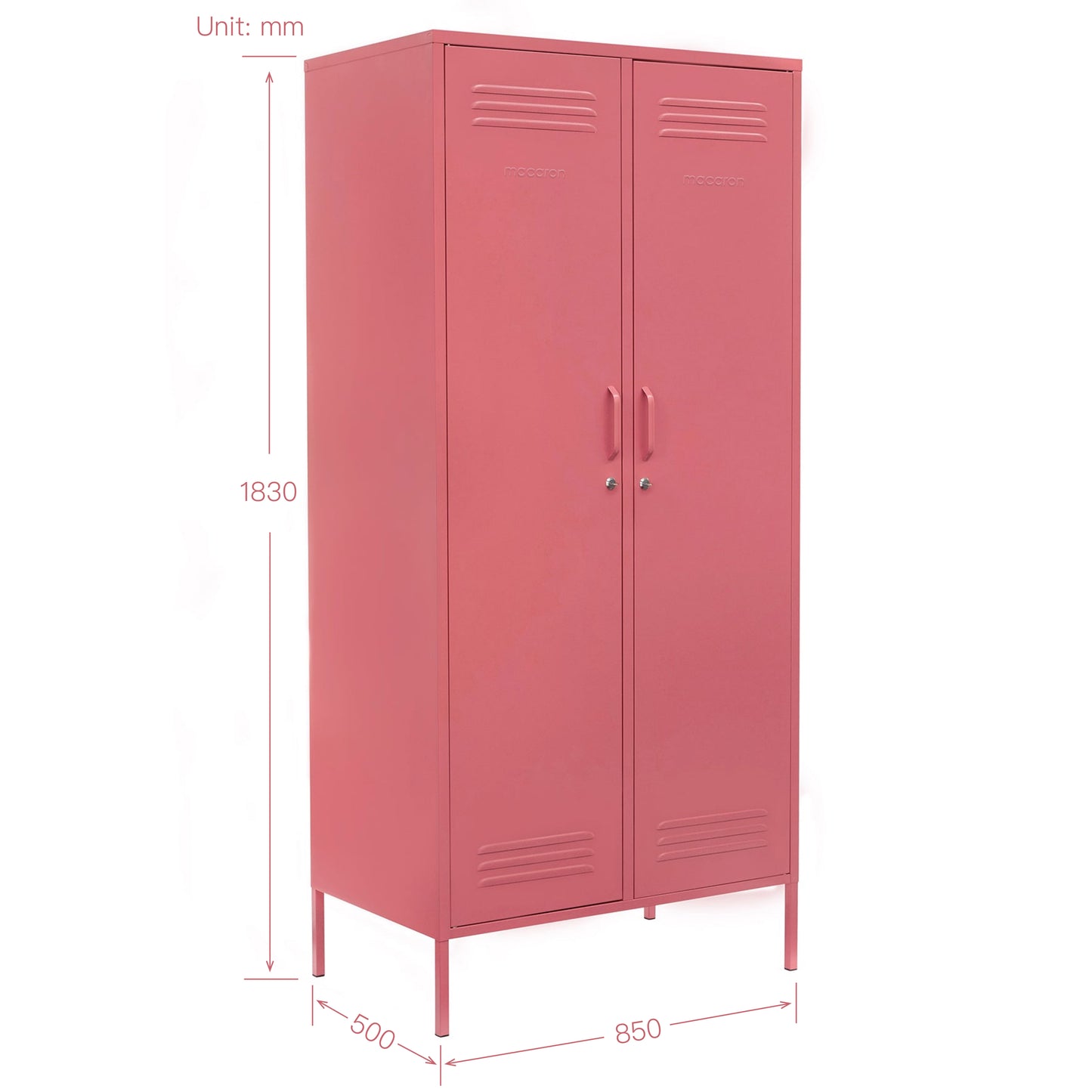 Steel Swing Door Wardrobe Twinny Locker Storage Cabinet Cupboard - Raspberry Pink