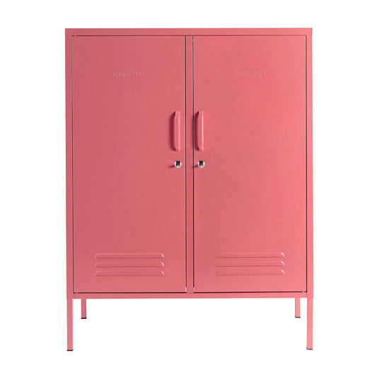 Steel Swing Door Sideboard Midi Locker Storage Cabinet Cupboard - Raspberry Pink
