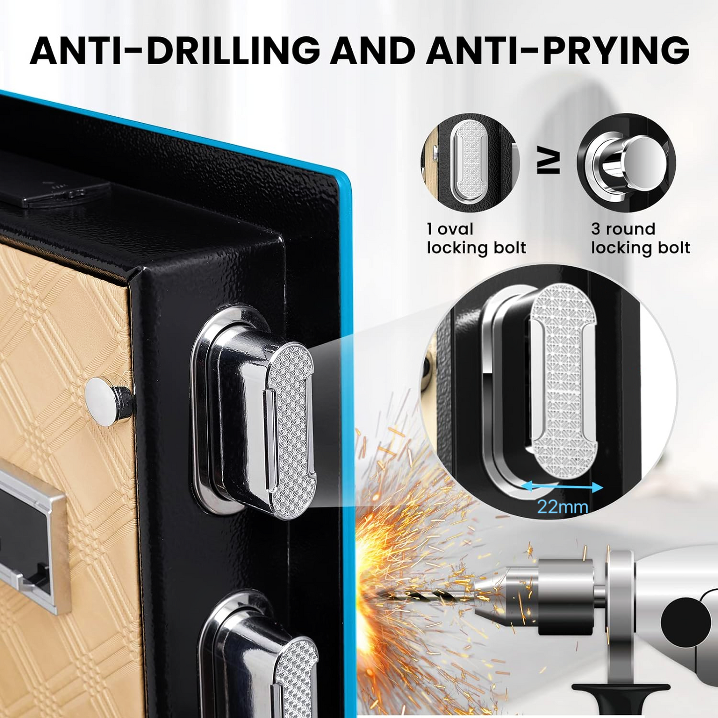 70cm High Safe Box Fingerprint Safety Box Vertical LCD Touch Screen - Matte Black