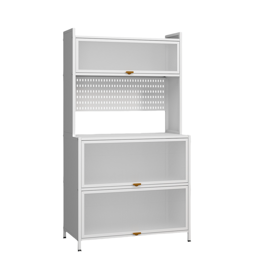 Steel 5-Tier Cupboard Standing Organizer Bakers Rack Kitchen Storage Rack - White