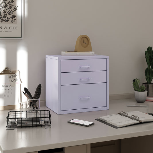 Steel Desk Organizer 3 Drawer Desktop Storage Cabinet - Purple