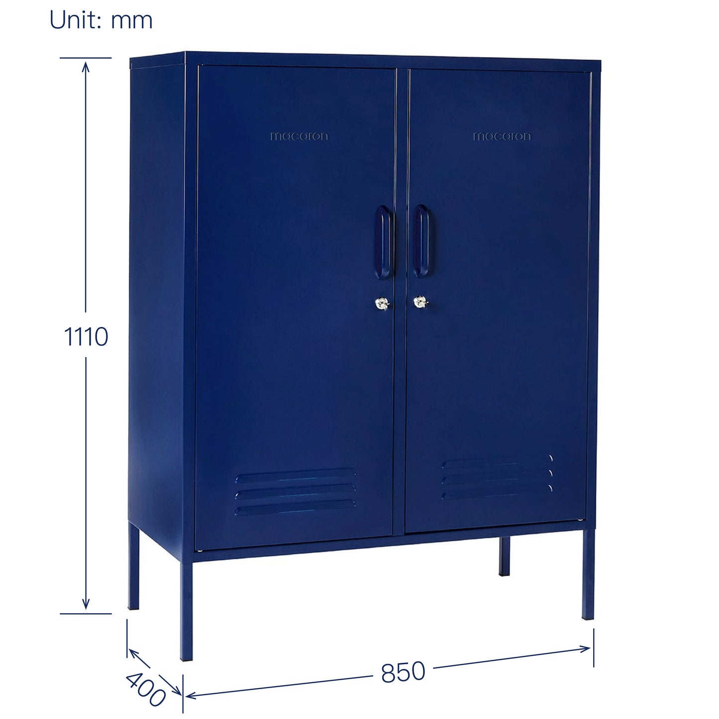 Steel Swing Door Sideboard Midi Locker Storage Cabinet Cupboard - Navy Blue