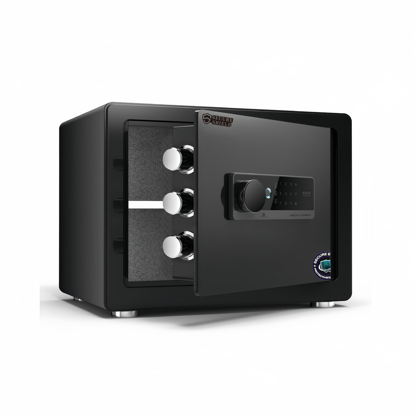 36cm High Safe Box Fingerprint Safety Box Horizontal LCD Touch Screen - Matte Black