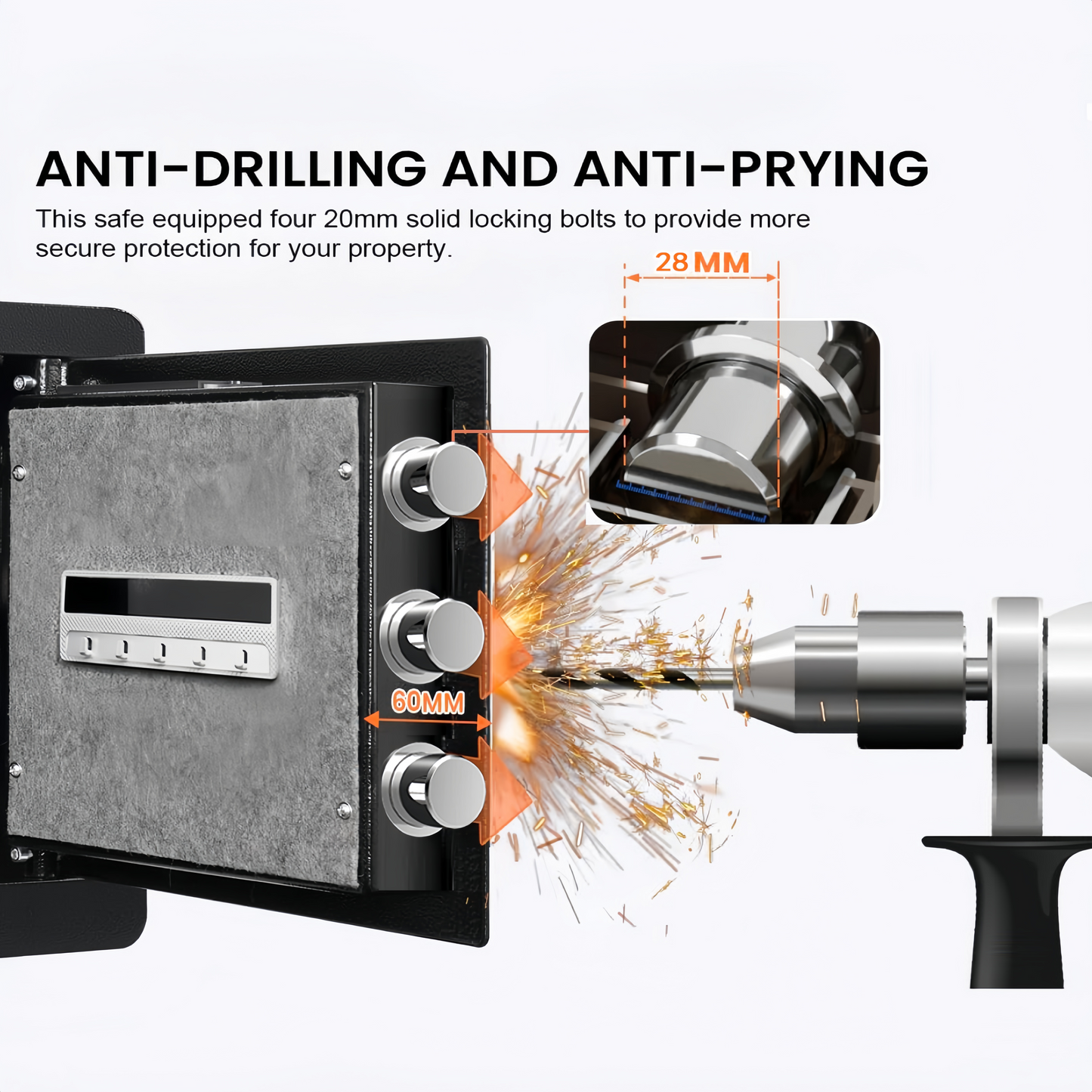 36cm High Safe Box Fingerprint Safety Box Horizontal LCD Touch Screen - Matte Black