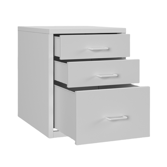 Steel Desk Organizer 3 Drawer Desktop Storage Cabinet - White