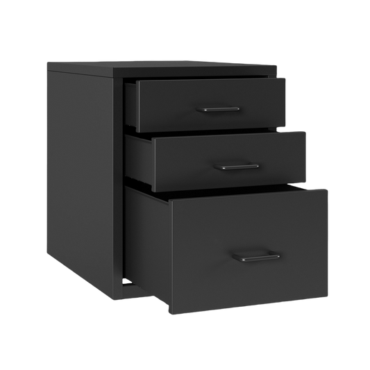 Steel Desk Organizer 3 Drawer Desktop Storage Cabinet - Black